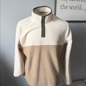 Sonoma Men's Zip Up Sweater in Cream and Tan